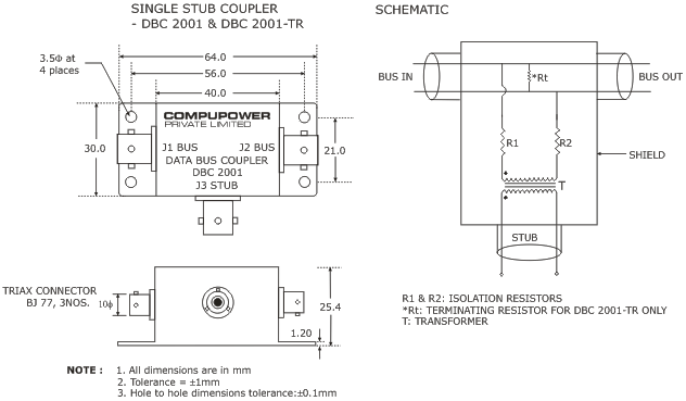 CONNECTORIZED SINGLE STUB DATA BUS COUPLER - DBC 2001